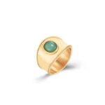 Anillo Calcedonia Acero Baño Oro