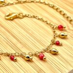Pulsera Turmalina Rosa Baño Oro