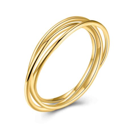 Anillo Triple Plata Baño Oro