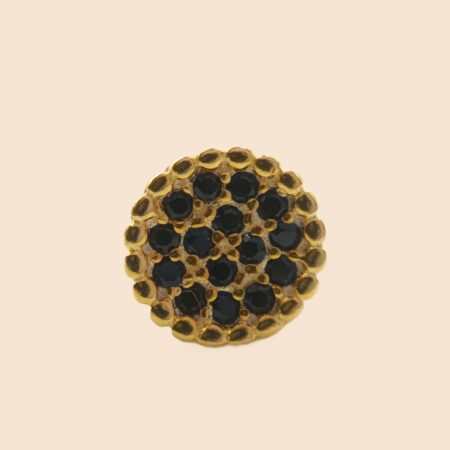 Pendiente boton circonitas dorado
