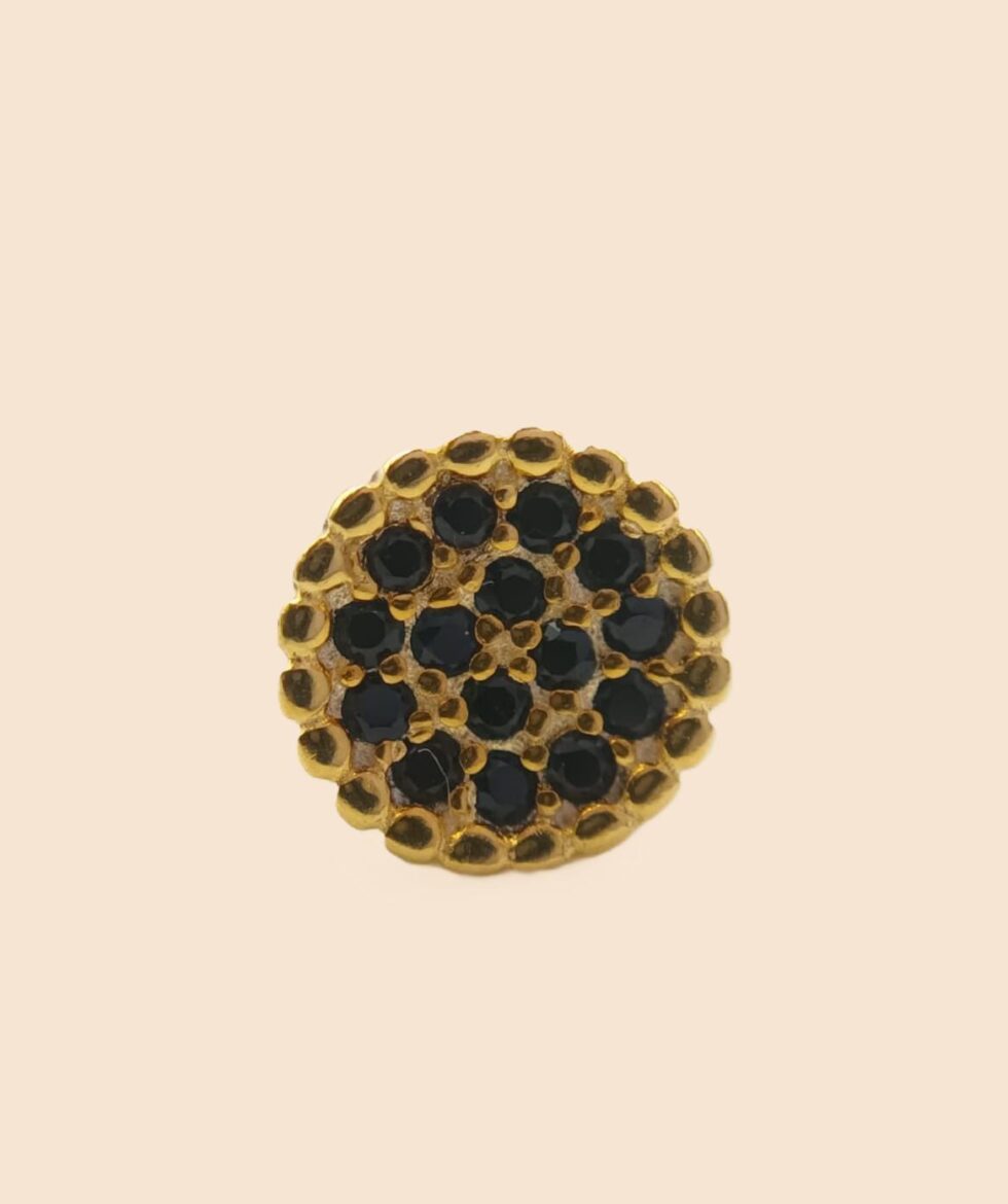 Pendiente boton circonitas dorado