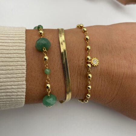 Pulsera rosario plata baño oro