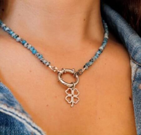 Collar Jaspe K2 Trébol + inicial