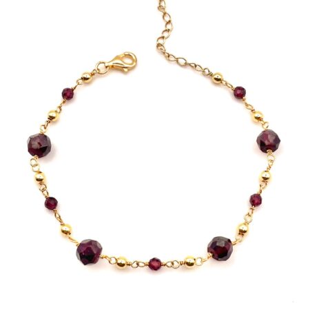 Pulsera Rosario Granates Baño Oro