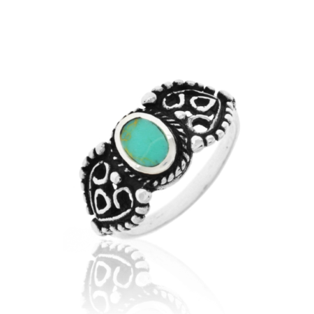 Anillo Boho Turquesa Plata