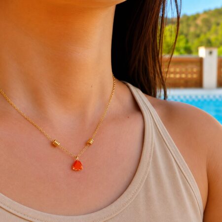 Collar Aria Cornalina Plata Baño Oro